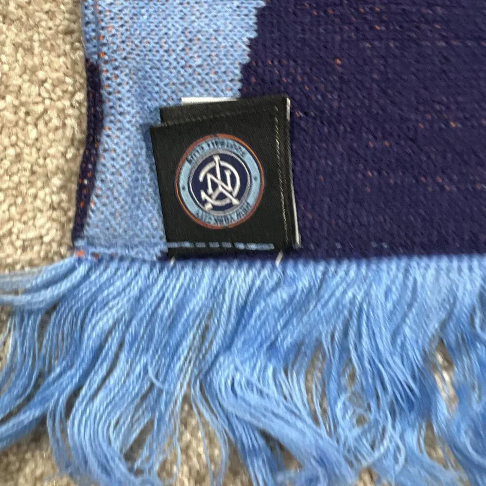 Adidas Unisex OSFA Blue Orange Winter‎ Fringe New York City FC MLS Scarf NWT